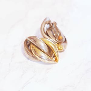 CLIP-ON Gold and Silver Toned Vintage Antique Recycled Earrings image 3