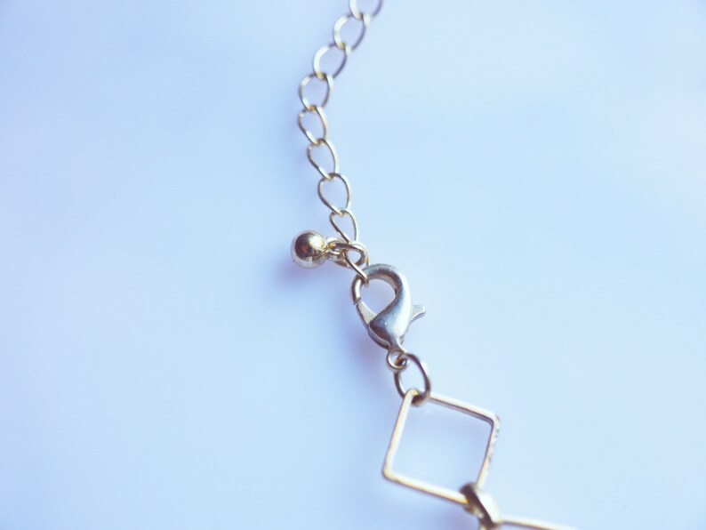 Gold-Toned Recycled Fashion Box Chain Link Choker Style Necklace image 5