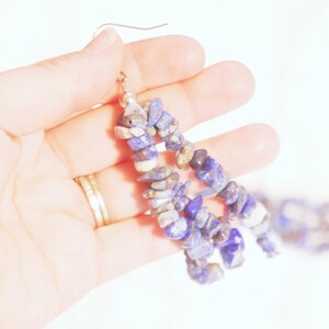 PIERCED Semi-Precious Blue Gemstone Dangle Layered Earrings image 4