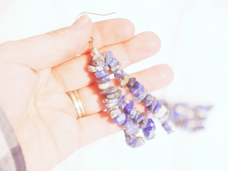 PIERCED Semi-Precious Blue Gemstone Dangle Layered Earrings image 4