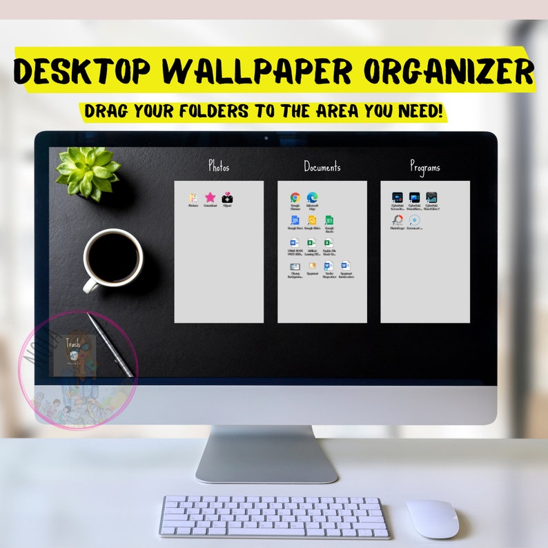 Leather Desk Desktop Organizer Wallpaper Desktop Blogger Organizer Computer Background Desktop Planner Desktop Wallpaper Organizer ADHD image 2