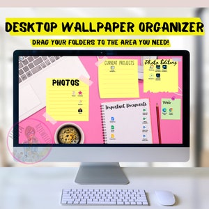 Desktop Organizer Wallpaper Desktop Notes Blogger Organizer Computer Background Desktop Planner Desktop Wallpaper Organizer ADHD image 2