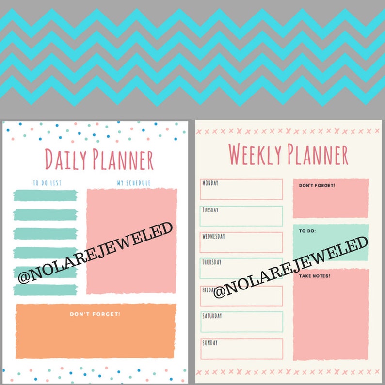 PRINTABLE Undated Weekly Daily Workout Personal Planner Calendar image 3