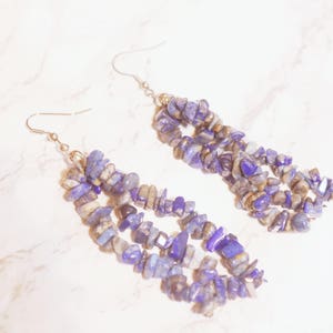 PIERCED Semi-Precious Blue Gemstone Dangle Layered Earrings image 2