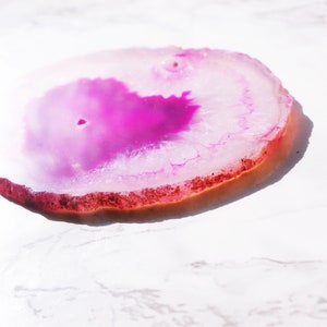 Large Pink Genuine Agate Gemstone Coaster Home Decor image 4