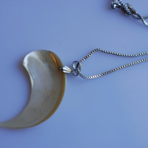 One of a Kind Vintage Antique Crescent Shell Recycled Beach Necklace on Silver Chain image 3