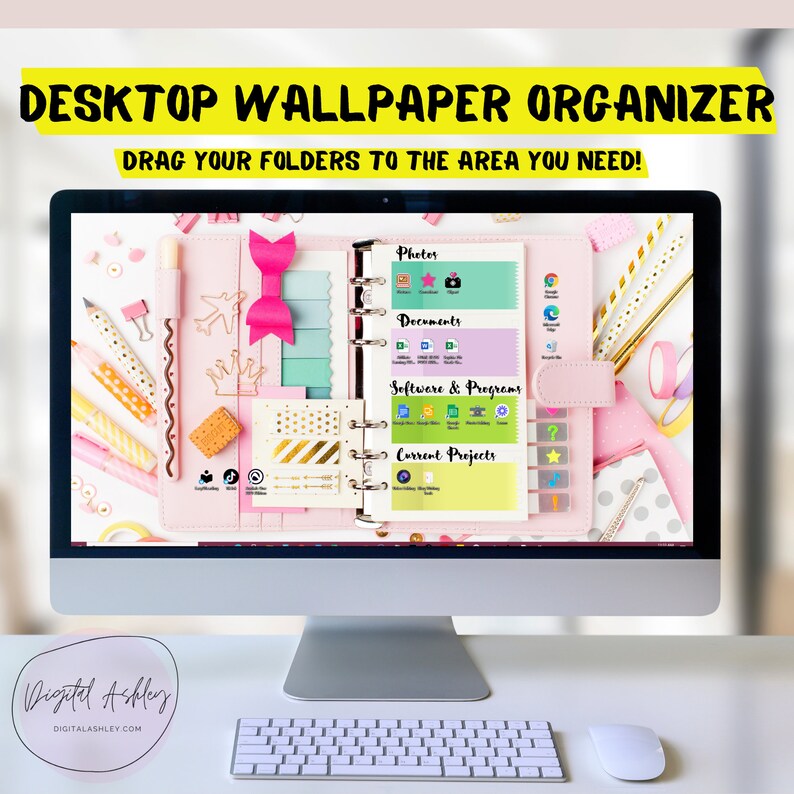 Single Page Planner Desk Organizer Desktop Wallpaper Blogger Organizer Computer Background Desktop Planner Desktop Wallpaper Organizer ADHD image 2