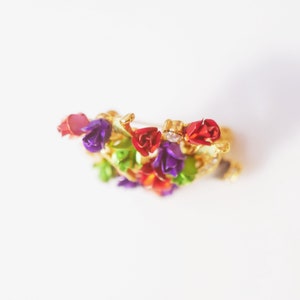 Vintage Rose Flower Rhinestone Plant Brooch Pin image 9