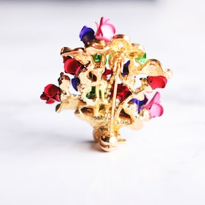 Vintage Rose Flower Rhinestone Plant Brooch Pin image 10