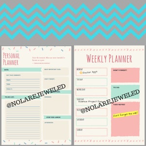 PRINTABLE Undated Weekly Daily Workout Personal Planner Calendar image 5
