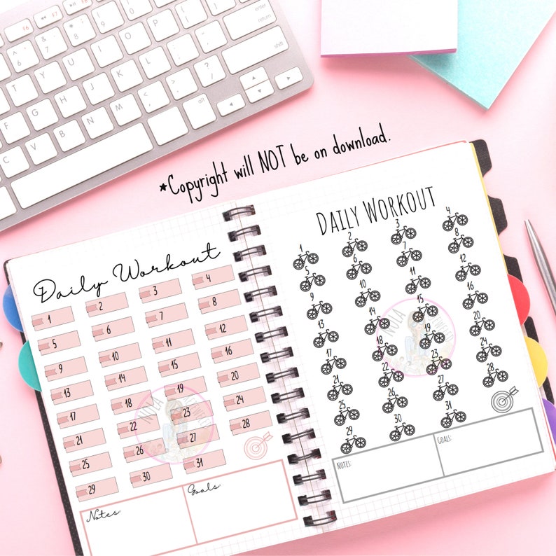 INSTANT DOWNLOAD  Daily Workout Bullet Journal Exercise image 2