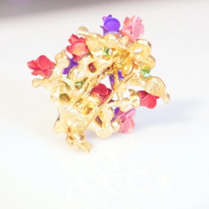 Vintage Rose Flower Rhinestone Plant Brooch Pin image 6