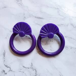 PIERCED Recycled Vintage Retro Purple Nurple Circle Hoop Fashion Costume Earrings image 3