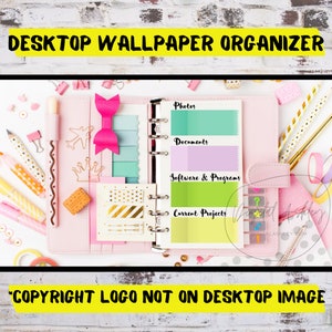 Single Page Planner Desk Organizer Desktop Wallpaper Blogger Organizer Computer Background Desktop Planner Desktop Wallpaper Organizer ADHD image 3