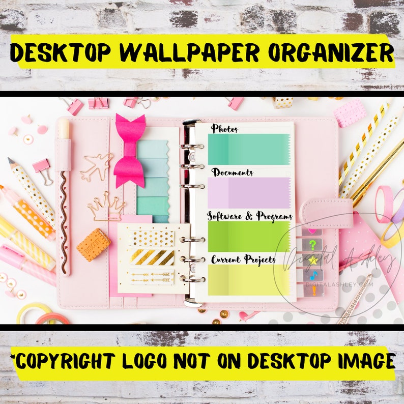 Single Page Planner Desk Organizer Desktop Wallpaper Blogger Organizer Computer Background Desktop Planner Desktop Wallpaper Organizer TDAH image 3