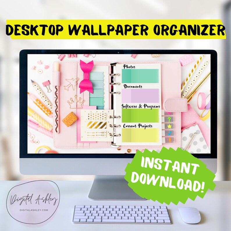 Single Page Planner Desk Organizer Desktop Wallpaper Blogger Organizer Computer Background Desktop Planner Desktop Wallpaper Organizer ADHD image 1