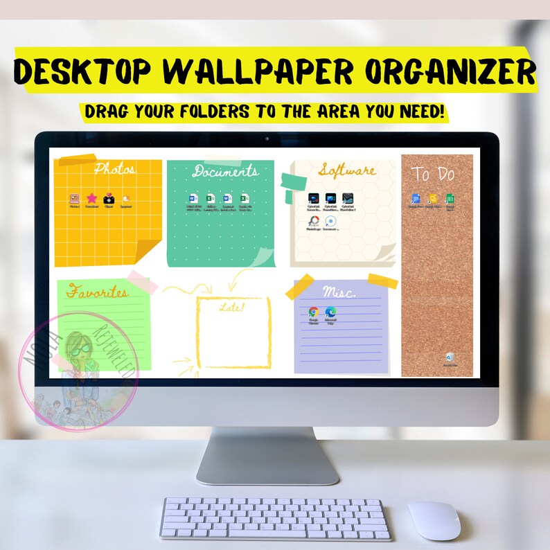 White Board Desktop Organizer Wallpaper Desktop Blogger Organizer Computer Background Desktop Planner Desktop Wallpaper Organizer ADHD image 2