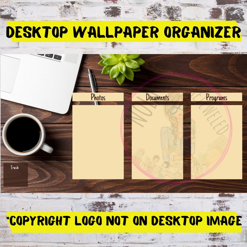 Wood Desk Desktop Organizer Wallpaper Desktop Blogger Organizer Computer Background Desktop Planner Desktop Wallpaper Organizer ADHD image 3