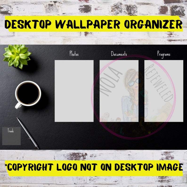 Leather Desk Desktop Organizer Wallpaper Desktop Blogger Organizer Computer Background Desktop Planner Desktop Wallpaper Organizer ADHD image 3