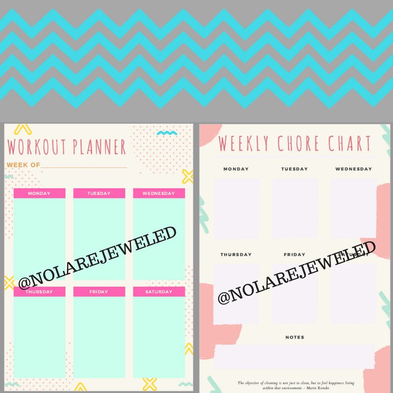 PRINTABLE Undated Weekly Daily Workout Personal Planner Calendar image 4
