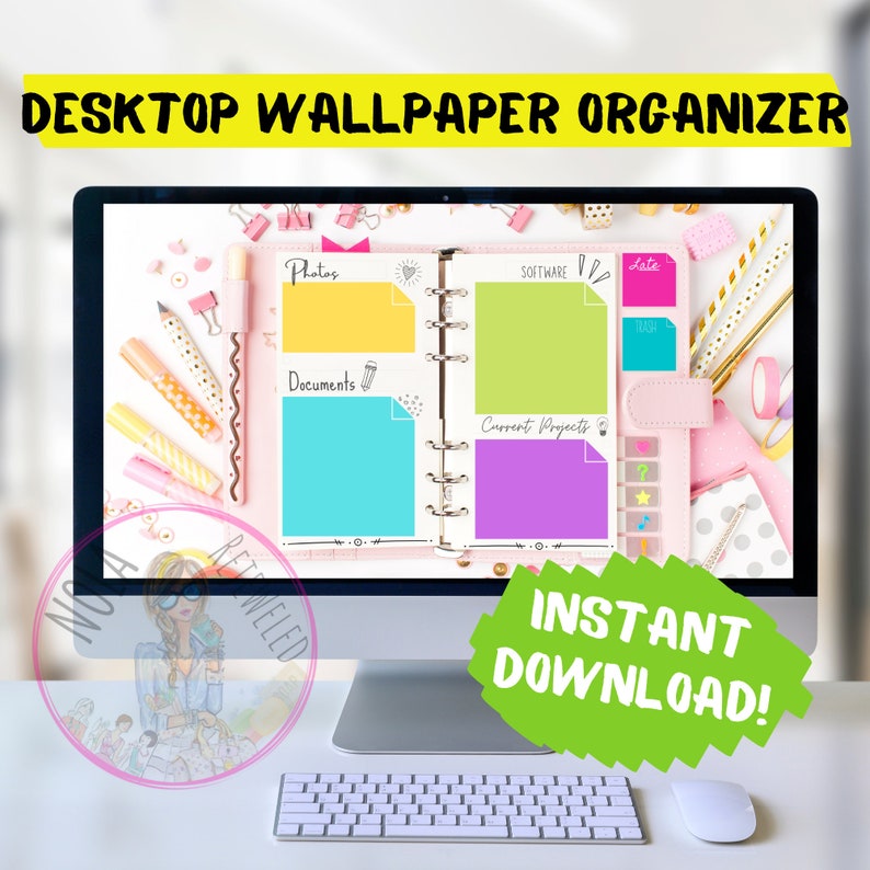 Planner Desktop Organizer Wallpaper Desktop Blogger Organizer Computer Background Desktop Planner Desktop Wallpaper Organizer ADHD image 1