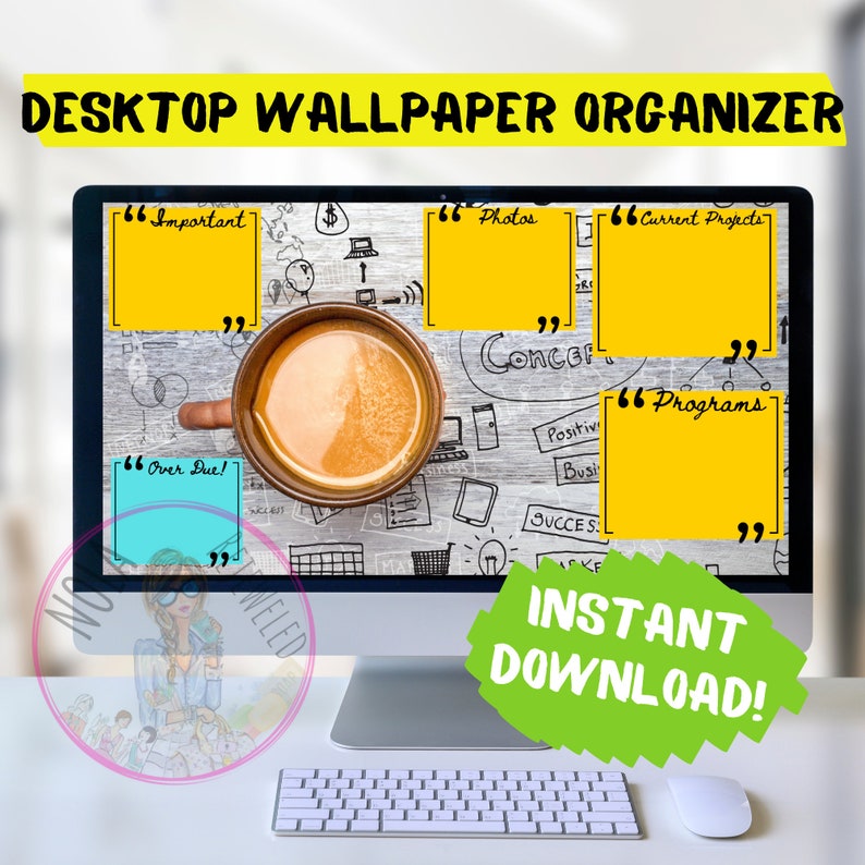 Coffee Notes Desktop Organizer Wallpaper Desktop Blogger Organizer Computer Background Desktop Planner Desktop Wallpaper Organizer ADHD image 1