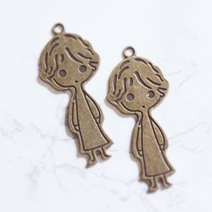 Ciondoli a forma di ragazzo in bronzo antico: materiali per la creazione di gioielli (21 mm, 2 pezzi)
