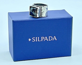 Vintage Silpada Sterling, Smoky Quartz Hammered Wide Band Ring, Size 6.5 R1453