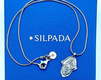 VTG. Silpada Sterling, Hamsa Hand of Fatima Pendant Necklace, 17" Israel N1712