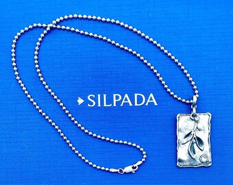 Silpada Sterling Silver Leaf Sprig, Pearl, CZ Pendant N2275, Italy Necklace 20"