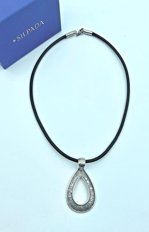 Silpada Sterling Textured Open Teardrop Pendant -… - image 1