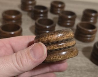 Vintage Mid-Century Modern Wooden Napkin Rings Set of 10
