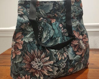 New Women's Floral Tapestry Shoulder Bag with Pleats