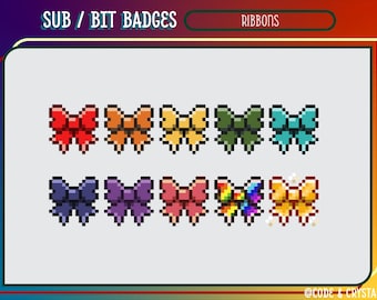 Insignias de cinta de pixel art para Twitch