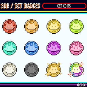 Cat Coin Pixel Art Bit Badges for Twitch