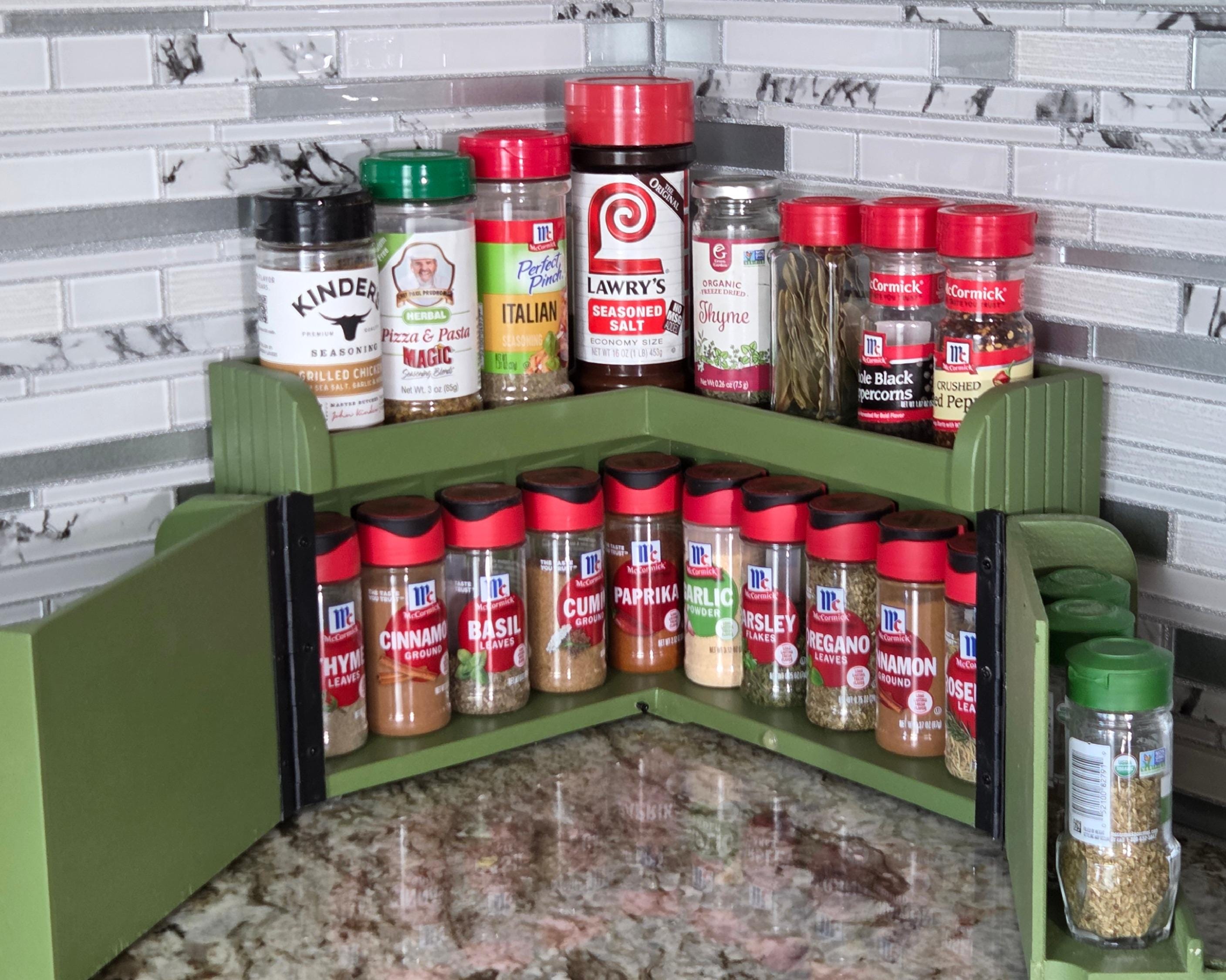 Handmade Corner Spice Rack, Solid Wood, Customizable Colors - Etsy
