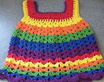 Crochet Rainbow Baby Dress Pattern, Rainbow, Baby Dress.
