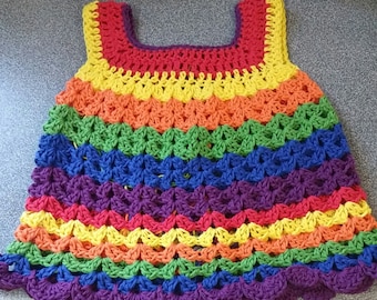 Patrón de vestido de bebé arco iris de crochet, arco iris, vestido de bebé.