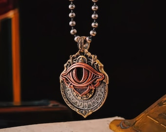 Metal Tarot Eye Wheel Pendant Necklace