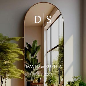 Sticker miroir mariage personnalisé : sticker vinyle élégant - plaque de bienvenue