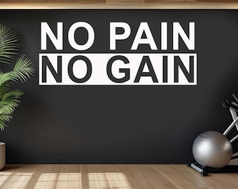 No Schmerz, kein Gewinn Wandtattoo – Fitnessstudio Zitat Aufkleber – Fitness Motivation Vinyl – Home Gym Wandkunst – Workout Inspiration Dekor