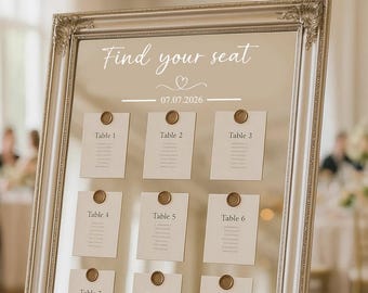 Wedding Seating Plan Mirror Decal, Custom Date Vinyl Sticker