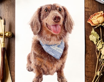 Portrait d'animal de compagnie personnalisé, cadeau commémoratif de chien aquarelle peint à la main, oeuvre d'art de chien personnalisée, portrait de chat personnalisé, peinture aquarelle d'animal de compagnie