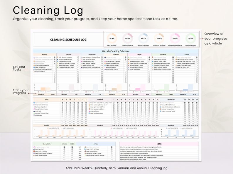 Weekly Cleaning Checklist Spreadsheet Template for Google Sheets ...