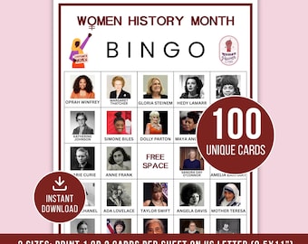 Women’s History Month Bingo Game Printable, International Women's Day Bingo, Classroom Activity for Kids & Adults – Instant Download