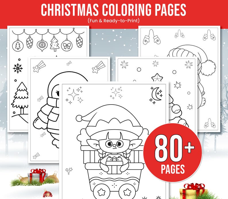 Christmas Coloring Pages, Kids Christmas Coloring Book, Christmas ...
