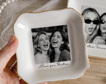 Personalized Photo Jewelry Dish, Trinket Tray for Best Friend, Bestie Ring Dish, Gifts for Bestie, Bridesmaid Proposal