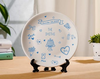 Personalized Wedding Platter, Wedding Gift for Newlyweds, New Home Gift, Wedding Porcelain Platter Plate, Christmas Gifts, Gift for Her