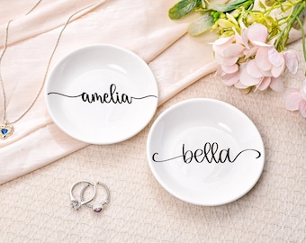 Personalized Engagement Ring Dish, Bridesmaid Jewelry Dish, Trinket Dish, Wedding Ring Dish, Engagement Jewelry Holder, Gift For Her