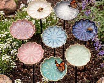 Ceramic Bee Waterer, Outdoor Bird Water Feeder, Butterfly Pollinator Garden Decor, Bee Lover Gift